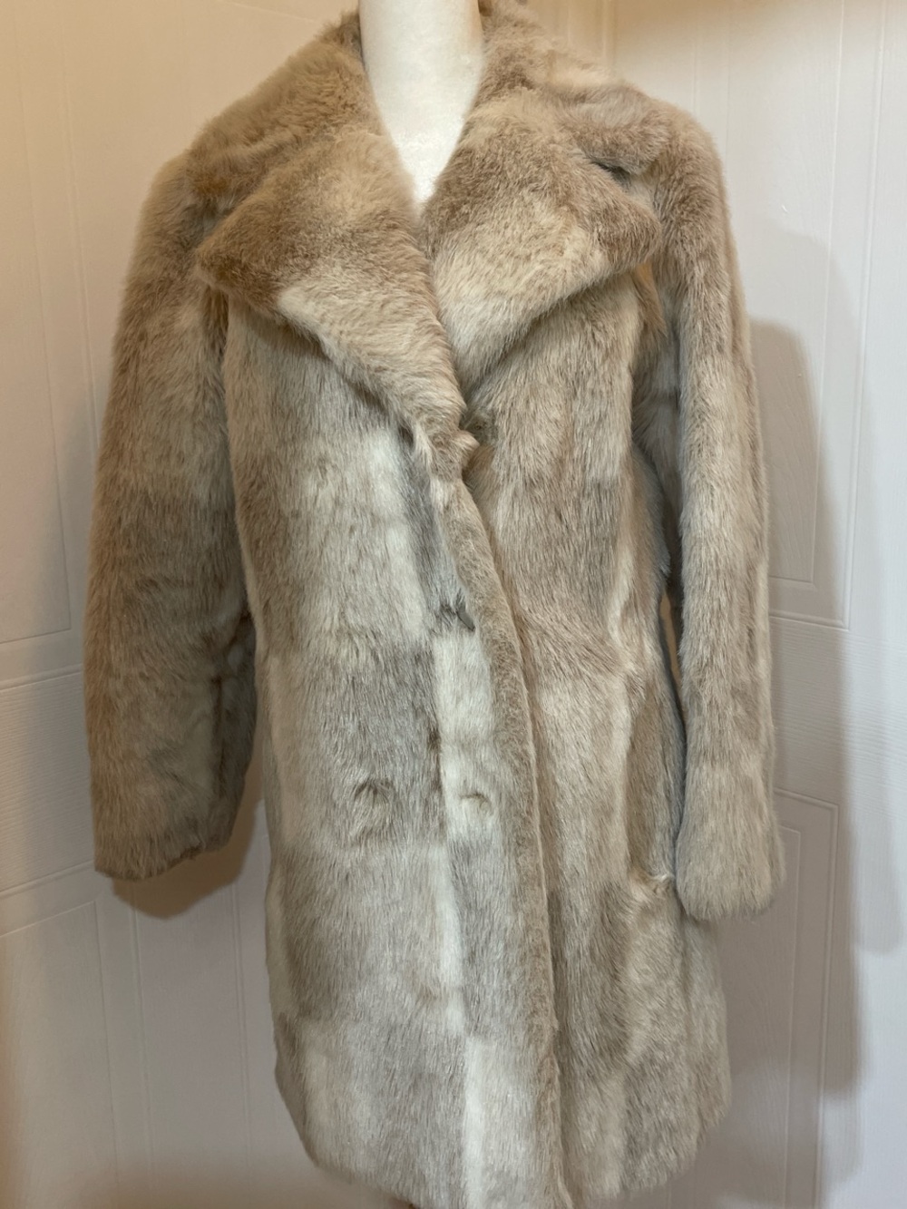 Son Minke Women's Long Faux Fur Coat in Light Beige